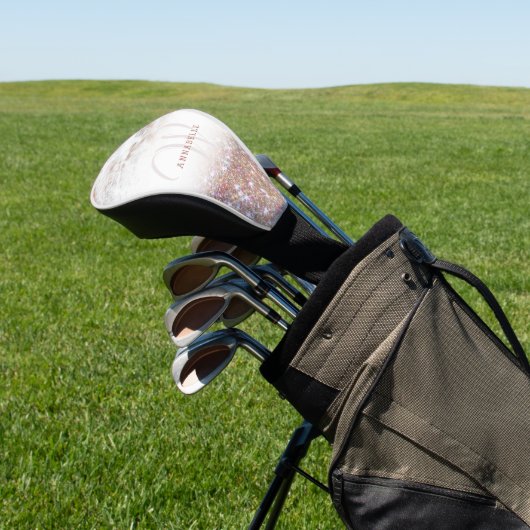 Roos Gold Marble & Glitter Monogram  Golfheadcover (Insitu)