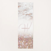 Roos Gold Marble & Glitter Monogram  Yogamat (Voorkant)