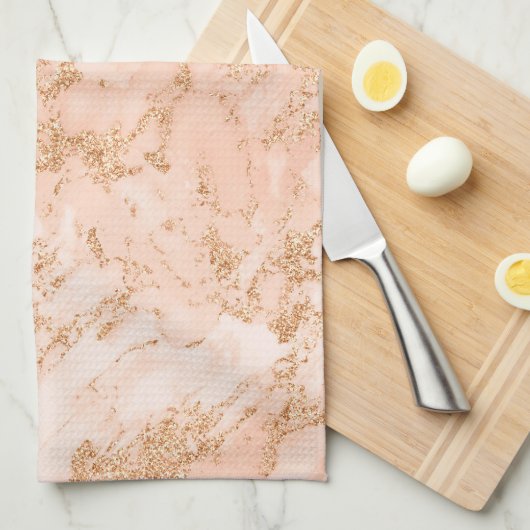 Roos Gold Marble Glitter Theedoek (Quarter Fold)