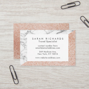 Roos Gold Marble Glitter Visitekaartjes