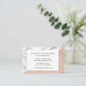 Roos Gold Marble Glitter Visitekaartjes (Staand voorkant)