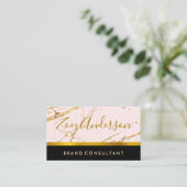 Roos Gold Marble | Goudstrim Visitekaartje (Staand voorkant)