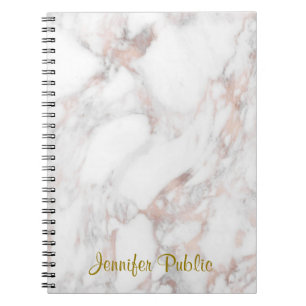 Roos Gold Marble Handwrited Elegant Sjabloon Notitieboek