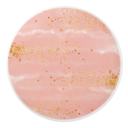 Roos Gold Marble Keramische Knop (Voorkant)