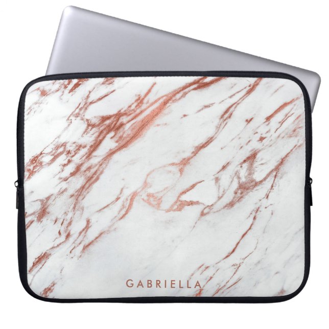 Roos Gold Marble Laptop Sleeve (Voorkant)
