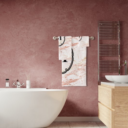 Roos Gold Marble Monogram Bad Handdoek