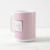 Roos Gold Marble Monogram Roze Vanilla Gradiënt Koffiemok (Voorkant links)