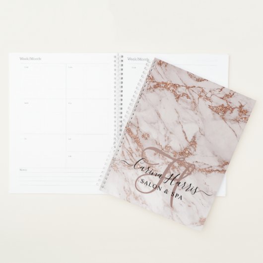 Roos Gold Marble Monogram Salon Appointment Book Planner (Display)