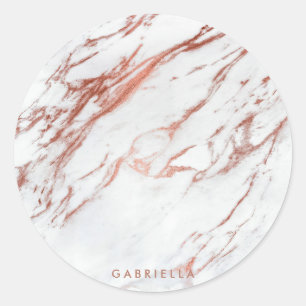 Roos Gold Marble Ronde Sticker