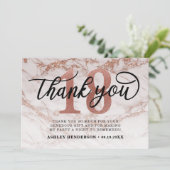 Roos Gold Marble Sweet 18 Birthday Bedankkaart (Staand voorkant)