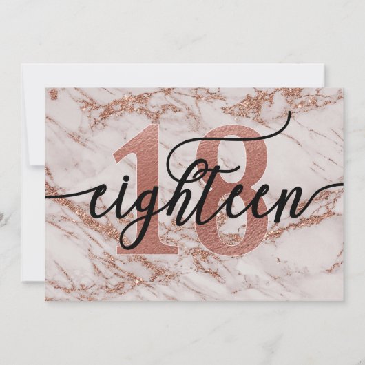 Roos Gold Marble Sweet 18 Birthday Bedankkaart (Achterkant)
