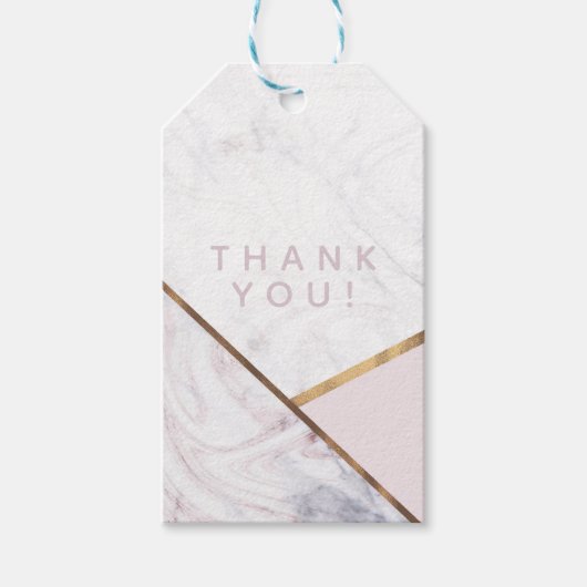 Roos Gold Marble Swirl & Blush Pink Bronze Glam Cadeaulabel (Voorkant)