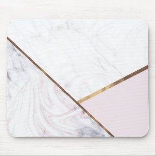 Roos Gold Marble Swirl & Blush Pink Bronze Glam Muismat