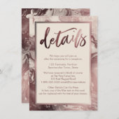 Roos Gold Marble Weddenschap Details over Cream Informatiekaartje (Voorkant / Achterkant)