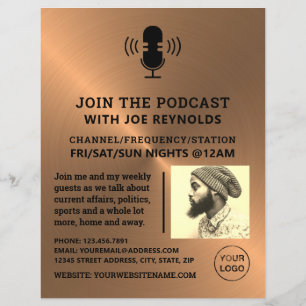 Roos Gold Metal Effect, Podcaster, Podcast Flyer
