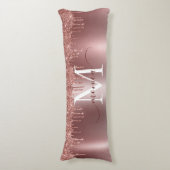 Roos Gold Metal Glitter Drivers Monogram Naam Lichaamskussen (Voorkant Verticaal)