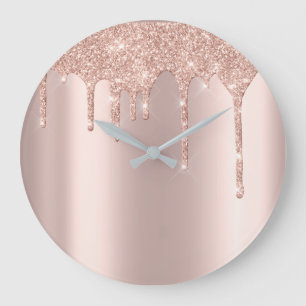 Roos Gold Metal Spark Glitter Drip Blush Glitter Grote Klok
