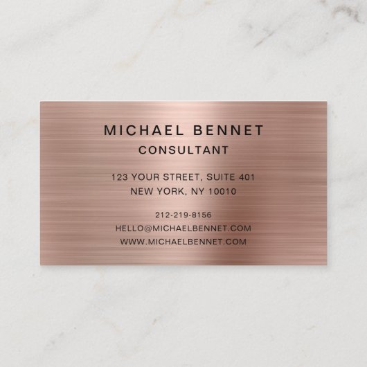 Roos Gold Metallic Black Marble Consultant Visitekaartje (Achterkant)