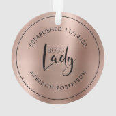 Roos Gold Metallic Boss Lady Vastgesteld op datum Ornament (achterkant)
