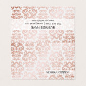 Roos Gold Metallic Damask Patroon Visitekaartjes (Buitenkant ongevouwen)
