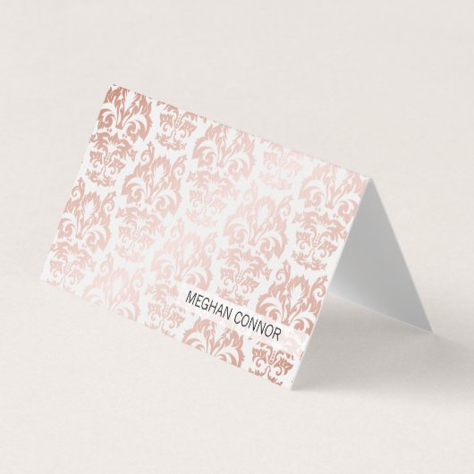 Roos Gold Metallic Damask Patroon Visitekaartjes (Voorkant)