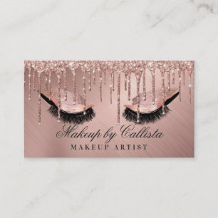 Roos Gold Metallic Glitter Drips Make-up Lashes Visitekaartje