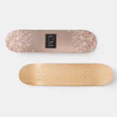 Roos Gold Metallic Glitter Monogram Skateboard (Horizontaal)