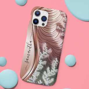 Roos Gold Metallic Handgeschreven Monogram iPhone 13 Pro Hoesje