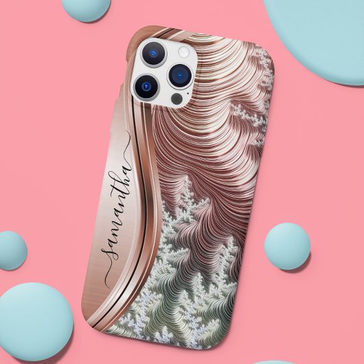 Roos Gold Metallic Handgeschreven Monogram Case-Mate iPhone Case