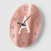 Roos Gold Metallic monogram Naam en Initiaal Grote Klok (Hoek)