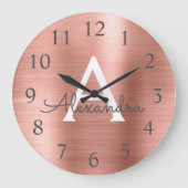 Roos Gold Metallic monogram Naam en Initiaal Grote Klok (Voorkant)