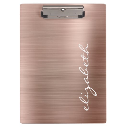 Roos Gold Metallic Personalized Signature Script Klembord (Voorkant)
