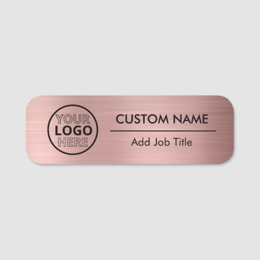 Roos Gold Metallic Style Logo Custom Employee Naamplaatje (Voorkant)