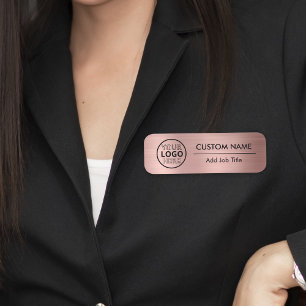 Roos Gold Metallic Style Logo Custom Employee Naamplaatje