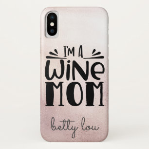 Roos Gold Metallic Wine Quote met naam iPhone X Hoesje