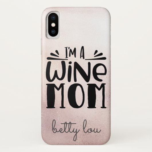 Roos Gold Metallic Wine Quote met naam Case-Mate iPhone Case (Achterkant)