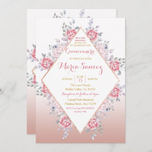 Roos Gold Mexican Mis Quince Invitation Kaart