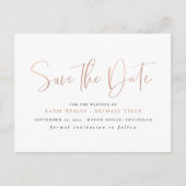 Roos Gold Minimal Typography Bewaar de datum Aankondigingskaart (Voorkant)