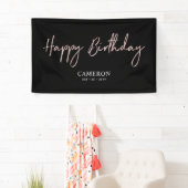 Roos Gold - Minimale aangepaste Happy Birthday-ban Spandoek (Insitu)