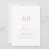 Roos Gold minimalistisch 60e verjaardagsfeestje Kaart (Voorkant)