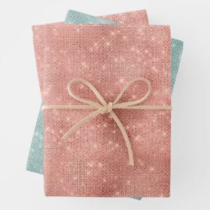 Roos Gold Mint Green Christmas Sparkle Inpakpapier Vel