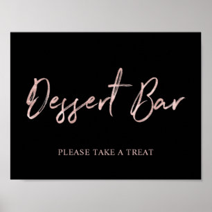 Roos Gold Modern borstelteken dessert Bar Poster