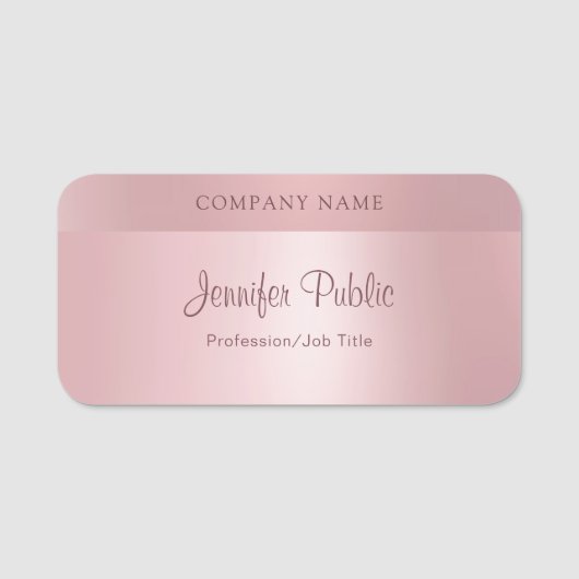 Roos Gold Modern Elegant Handgeschreven Script Tre Naamplaatje (Voorkant)