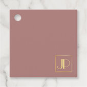 Roos Gold Modern Elegant Sjabloon Gold Monogram Bedankjes Labels (Voorkant)