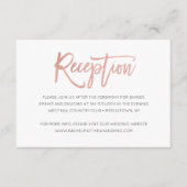 Roos Gold Modern Fairytale Wedding Reception Kaart (Voorkant)