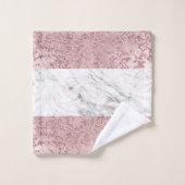 Roos Gold Modern Glam Marble & Glitter Decorative Bad Handdoek (Wasdoekje)