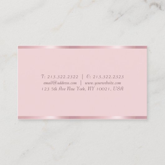 Roos Gold Modern Handgeschreven Script Sjabloon Ch Visitekaartje (Achterkant)