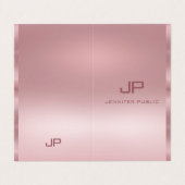 Roos Gold Modern Monogram Elegant Sjabloon Visitekaartjes (Buitenkant ongevouwen)