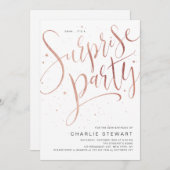 Roos Gold Modern Script Verrassingsverjaardagsfees Kaart (Voorkant / Achterkant)