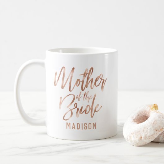 Roos Gold Modern Wedding Moeder van de Bride Koffiemok (Met donut)